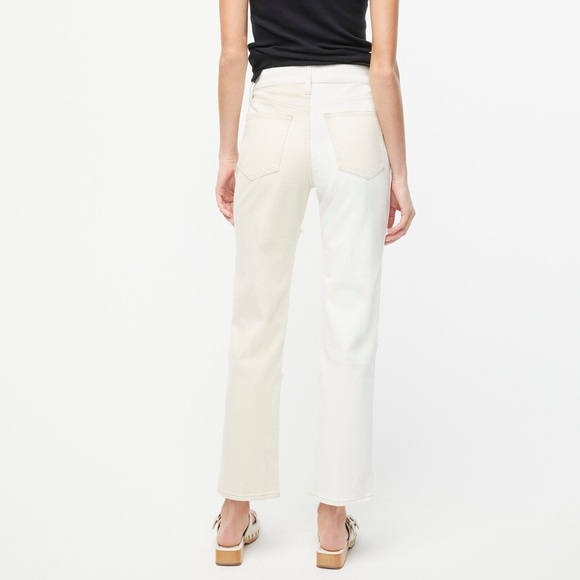 J.Crew Size 27 High Rise Classic Straight Leg Jean with Tonal Ivory Patches - Picture 1 of 8